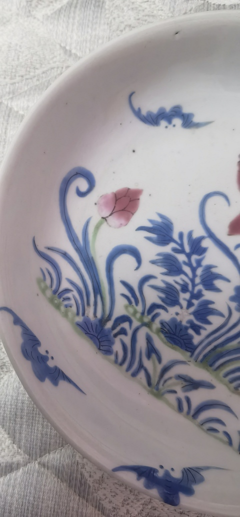 古玩陶瓷藍料花卉紋盤真品鑒賞圖