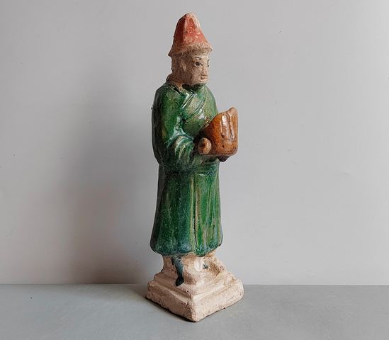 古玩陶瓷明代三彩人物站立俑拍賣，當前價格152元