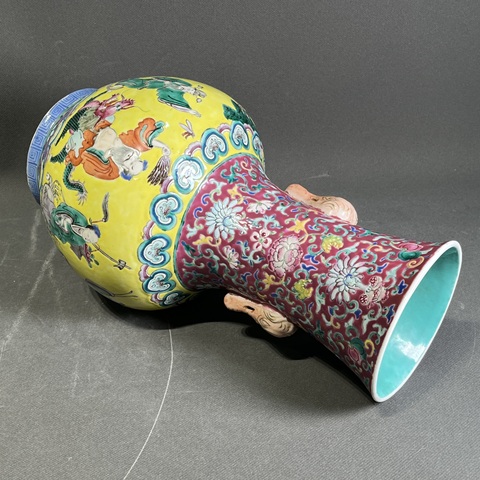 古玩陶瓷粉彩八仙人物故事紋象耳尊拍賣，當前價格15888元