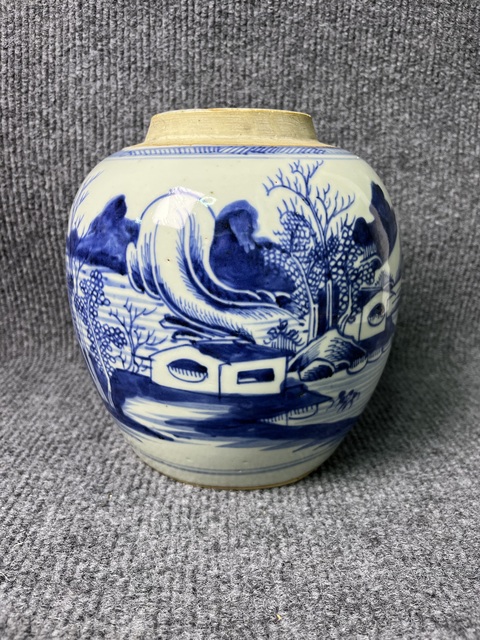 古玩陶瓷青花山水人物紋罐拍賣，當前價格3888元