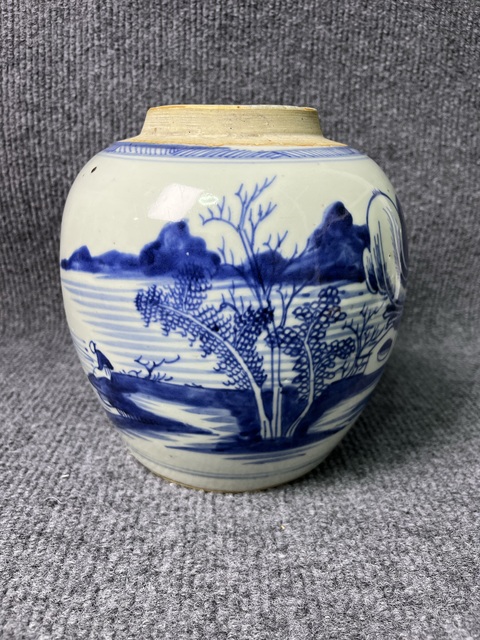 古玩陶瓷青花山水人物紋罐拍賣，當前價格3888元