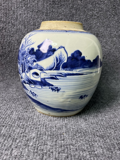 古玩陶瓷青花山水人物紋罐拍賣，當前價格3888元