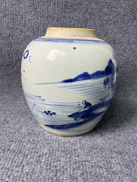 古玩陶瓷青花山水人物紋罐拍賣，當前價格3888元