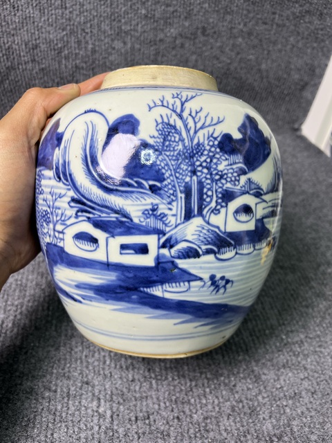 古玩陶瓷青花山水人物紋罐拍賣，當前價格3888元