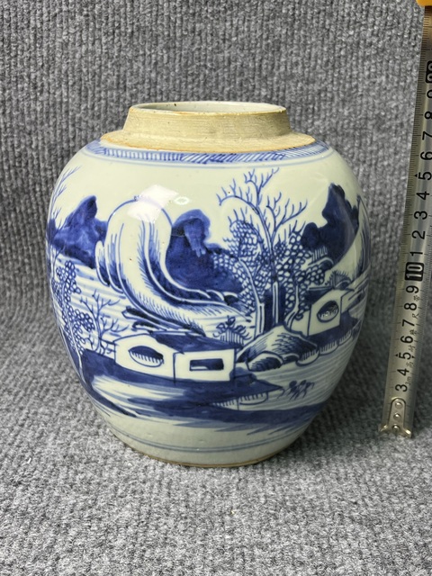 古玩陶瓷青花山水人物紋罐拍賣，當前價格3888元