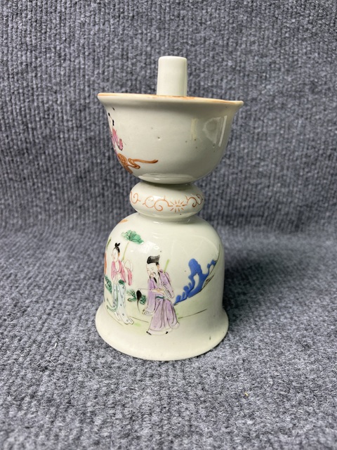 古玩陶瓷粉彩八仙人物故事紋燭臺真品鑒賞圖