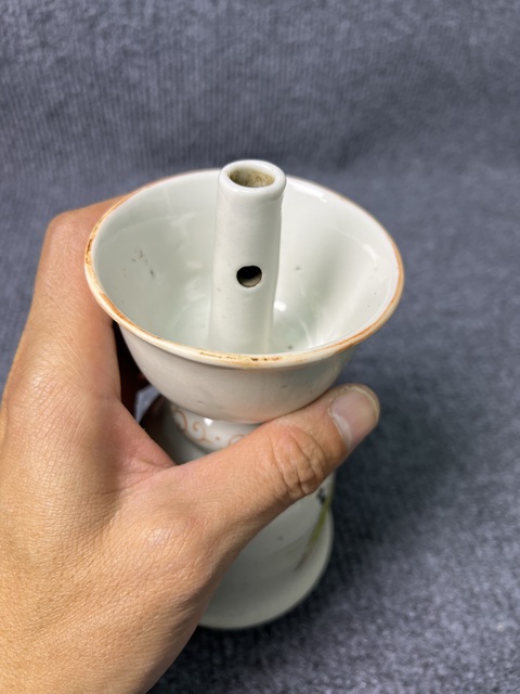 古玩陶瓷粉彩八仙人物故事紋燭臺真品鑒賞圖