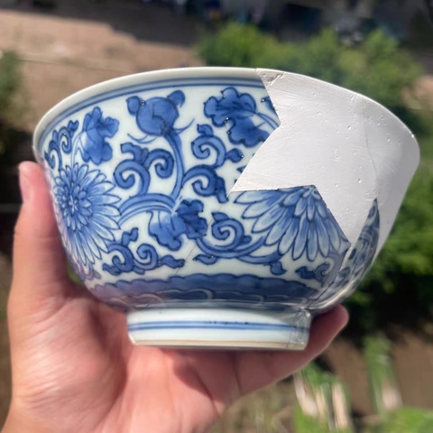 古玩陶瓷康熙菊花碗標本真品鑒賞圖