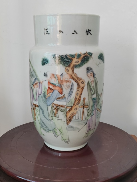 古玩陶瓷清粉彩人物故事紋壯罐拍賣，當前價格2800元