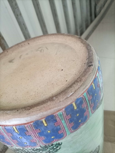 古玩陶瓷粉彩風景紋帽筒真品鑒賞圖