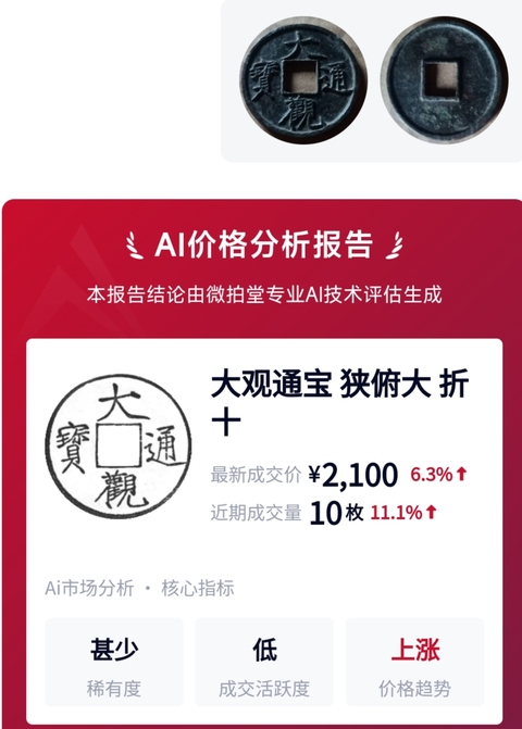 古玩錢幣大觀通寶拍賣，當前價格1380元