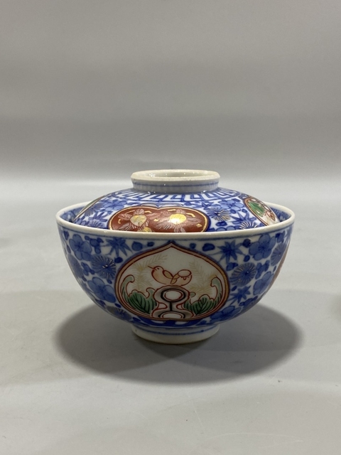 古玩陶瓷民國青花五彩蓋碗真品鑒賞圖