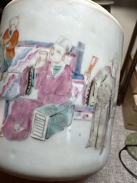 古玩陶瓷粉彩人物蓋罐真品鑒賞圖