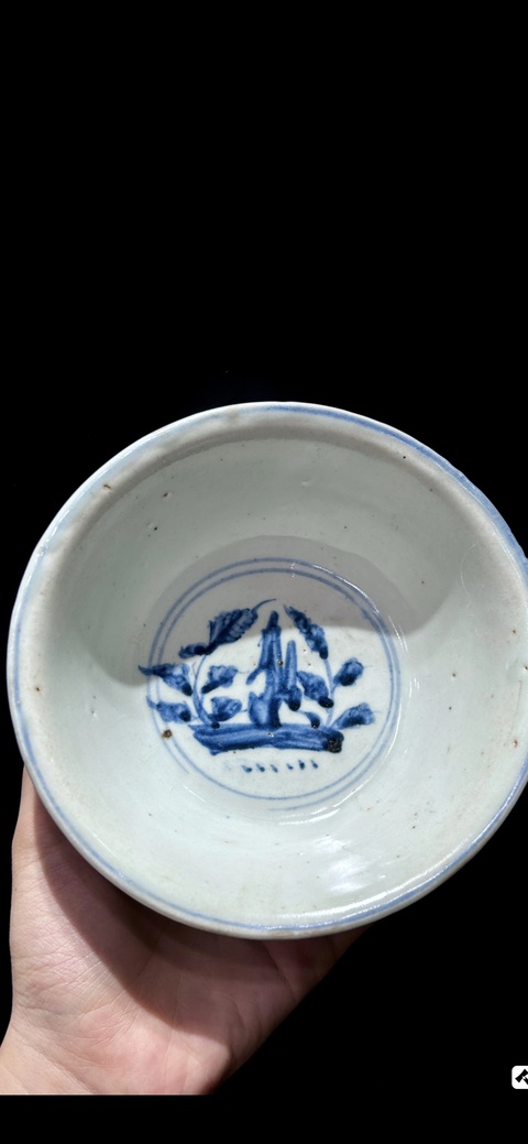 古玩陶瓷青花虎紋茶碗真品鑒賞圖