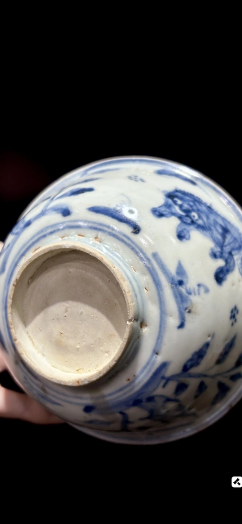 古玩陶瓷青花虎紋茶碗真品鑒賞圖