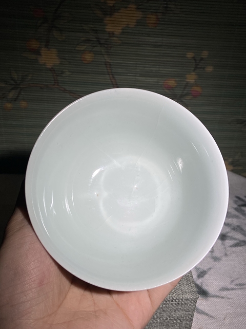 古玩陶瓷清中嘉慶本朝款青花纏枝花卉紋雙喜茶圓拍賣，當(dāng)前價格980元