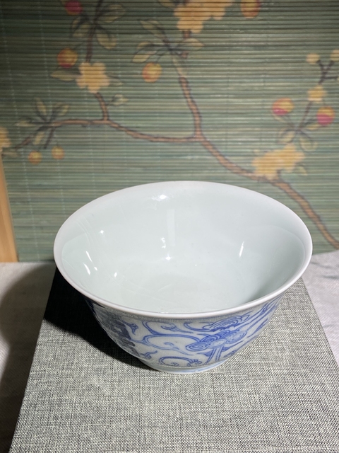 古玩陶瓷清中嘉慶本朝款青花纏枝花卉紋雙喜茶圓拍賣，當(dāng)前價格980元