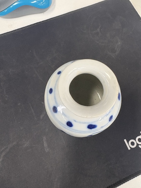 古玩陶瓷青花山水人物水盂真品鑒賞圖