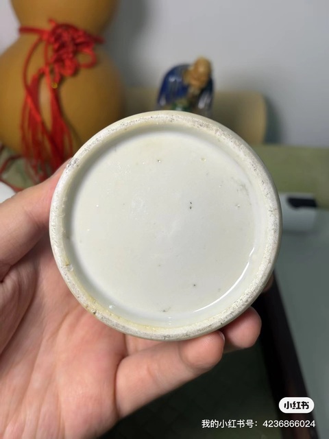 古玩陶瓷青花山水人物水盂真品鑒賞圖