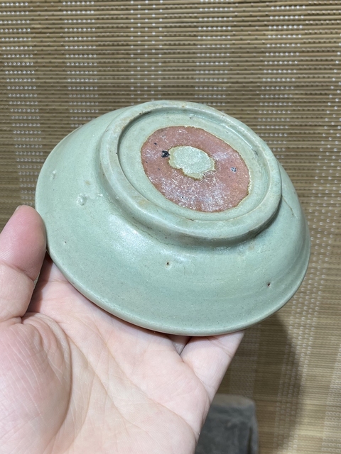 古玩陶瓷宋末元初龍泉梅子青文房水洗拍賣，當前價格5800元