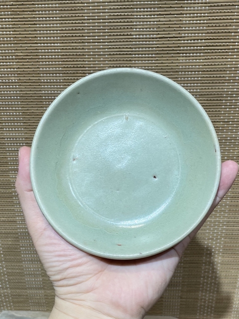 古玩陶瓷宋末元初龍泉梅子青文房水洗拍賣，當前價格5800元