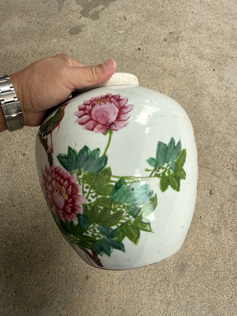 古玩陶瓷淺絳彩花鳥紋罐真品鑒賞圖