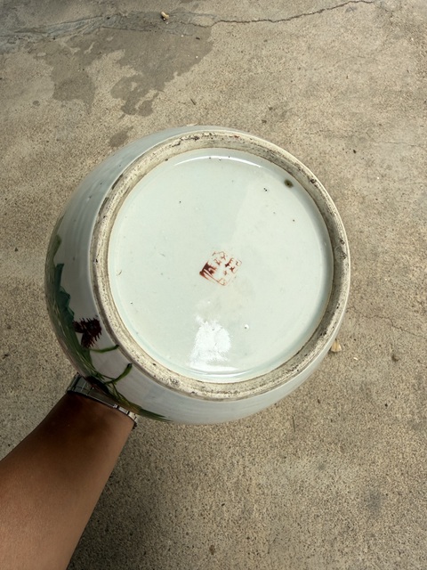 古玩陶瓷淺絳彩花鳥紋罐真品鑒賞圖