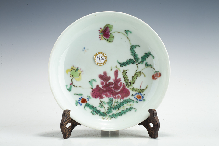 古玩陶瓷雍乾·粉彩花卉紋盤真品鑒賞圖