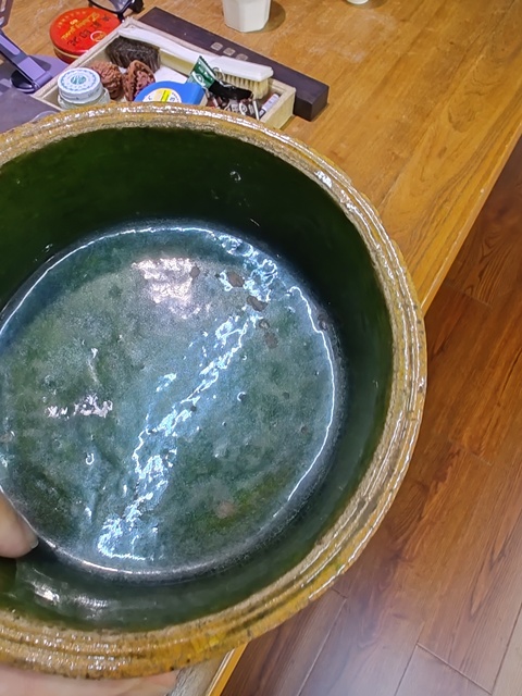 古玩陶瓷黃哥釉弦紋洗真品鑒賞圖