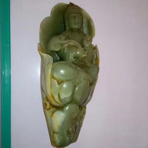 古玩玉器和田玉雕“觀音擺件”真品鑒賞圖