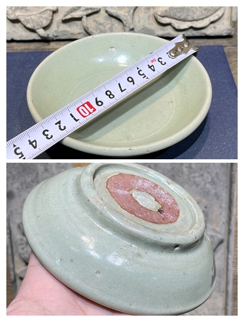 古玩陶瓷宋末元初龍泉梅子青文房水洗拍賣，當前價格5800元