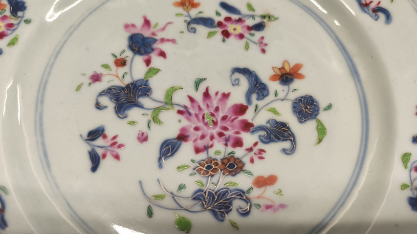 古玩陶瓷雍正青花加彩盤真品鑒賞圖