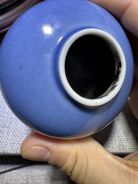 古玩陶瓷藍(lán)釉水盂真品鑒賞圖