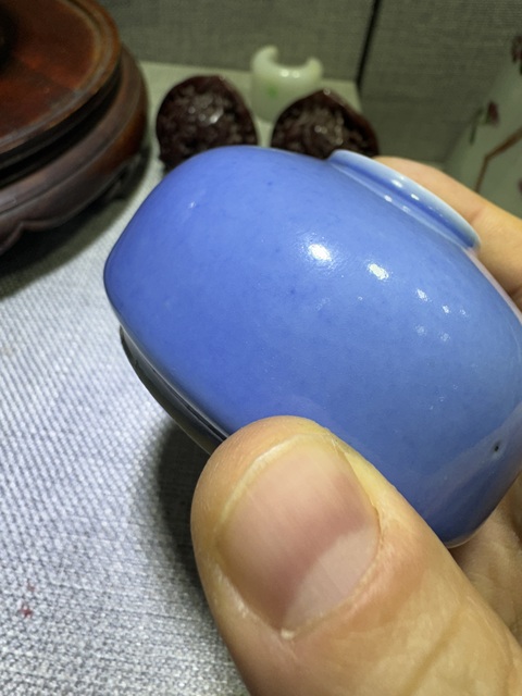 古玩陶瓷藍(lán)釉水盂真品鑒賞圖