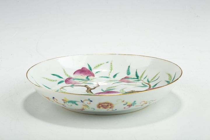 古玩陶瓷清光緒·粉彩九桃紋盤（官）真品鑒賞圖