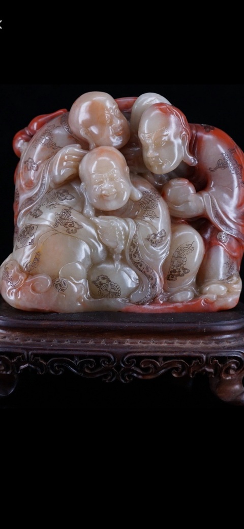 古玩陶瓷壽山善伯洞人物雕件真品鑒賞圖