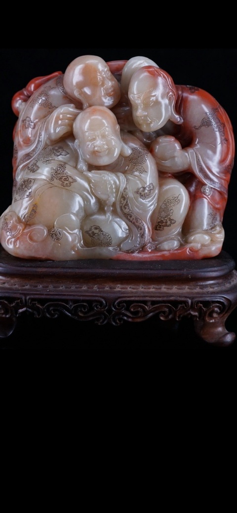 古玩陶瓷壽山善伯洞人物雕件真品鑒賞圖