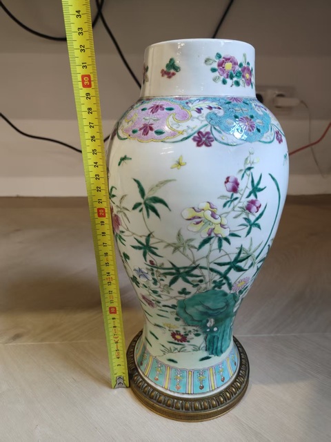 古玩陶瓷粉彩耄耋之年圖雞腿瓶真品鑒賞圖