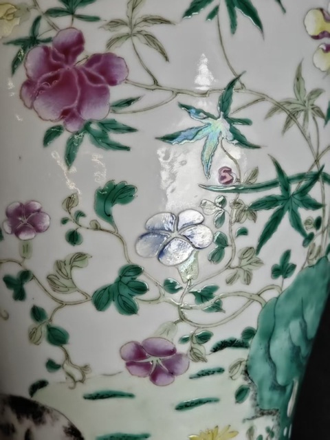 古玩陶瓷粉彩耄耋之年圖雞腿瓶真品鑒賞圖