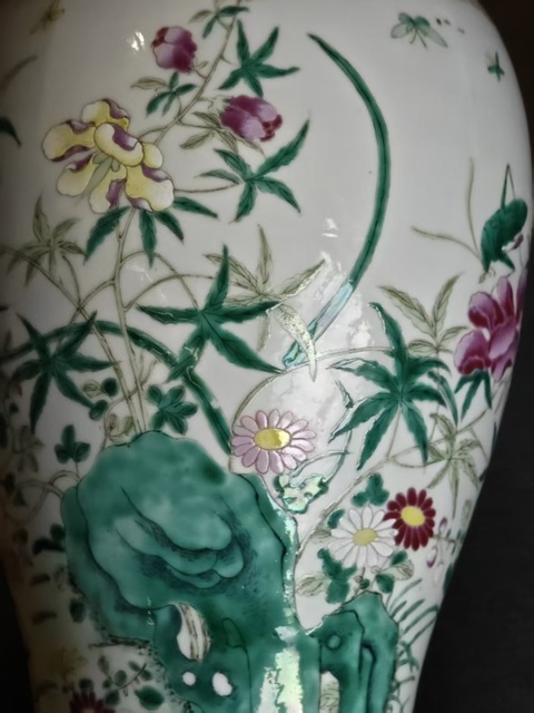 古玩陶瓷粉彩耄耋之年圖雞腿瓶真品鑒賞圖