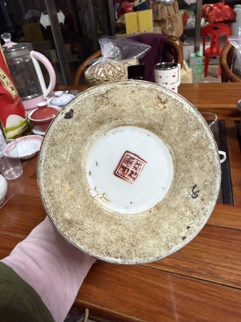 古玩陶瓷青綠山水彩山水紋帽筒真品鑒賞圖