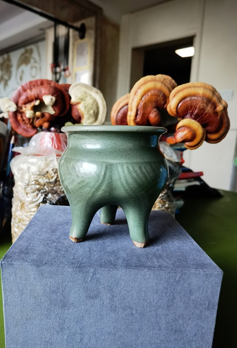 古玩陶瓷龍泉青瓷刻花鬲式爐真品鑒賞圖