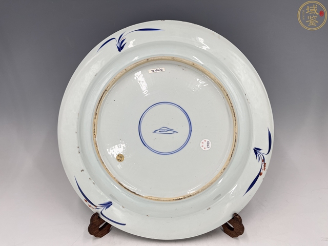 古玩陶瓷清代康熙青花礬紅描金花卉紋超大盤真品鑒賞圖