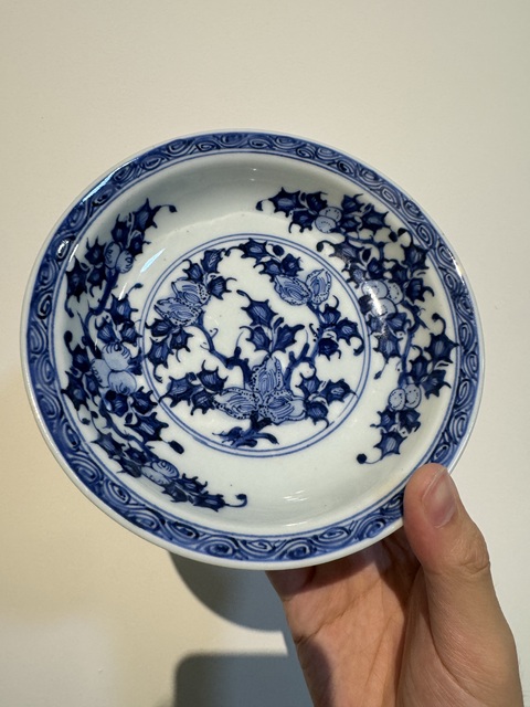 古玩陶瓷雍正青花盤真品鑒賞圖