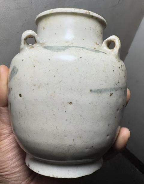 古玩陶瓷吉語紋青花四系壺真品鑒賞圖