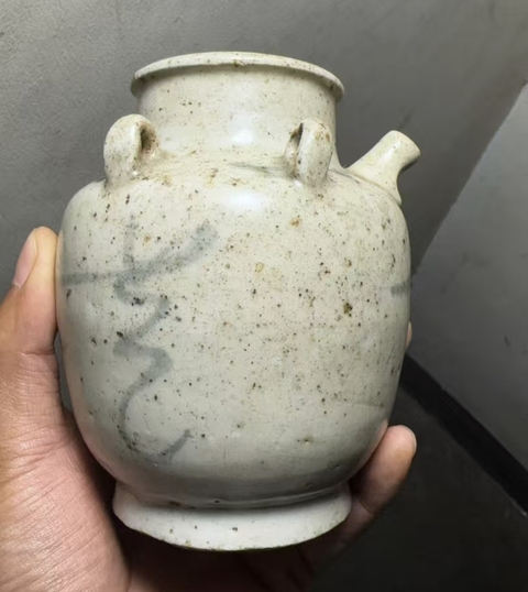 古玩陶瓷吉語紋青花四系壺真品鑒賞圖