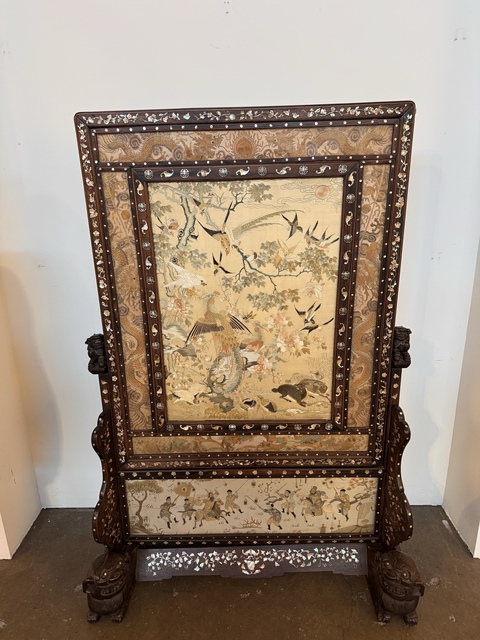 古玩雜項刺繡插屏真品鑒賞圖