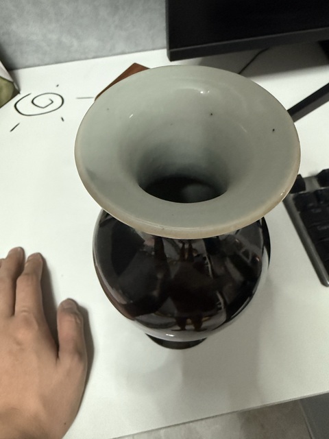 古玩陶瓷烏金釉觀音瓶真品鑒賞圖