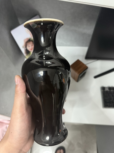 古玩陶瓷烏金釉觀音瓶真品鑒賞圖