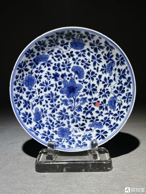 古玩陶瓷青花花卉紋盤真品鑒賞圖